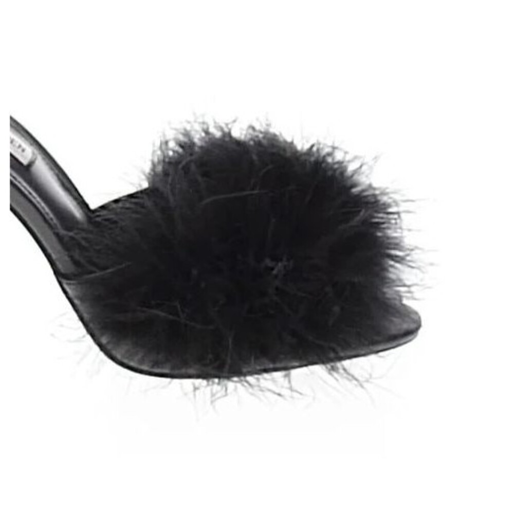 DESIGNER STEVE MADDEN BLACK FEATHER DETAIL HIGH HEEL MULES SHOES SIZE 8.5 M - Picture 9 of 16